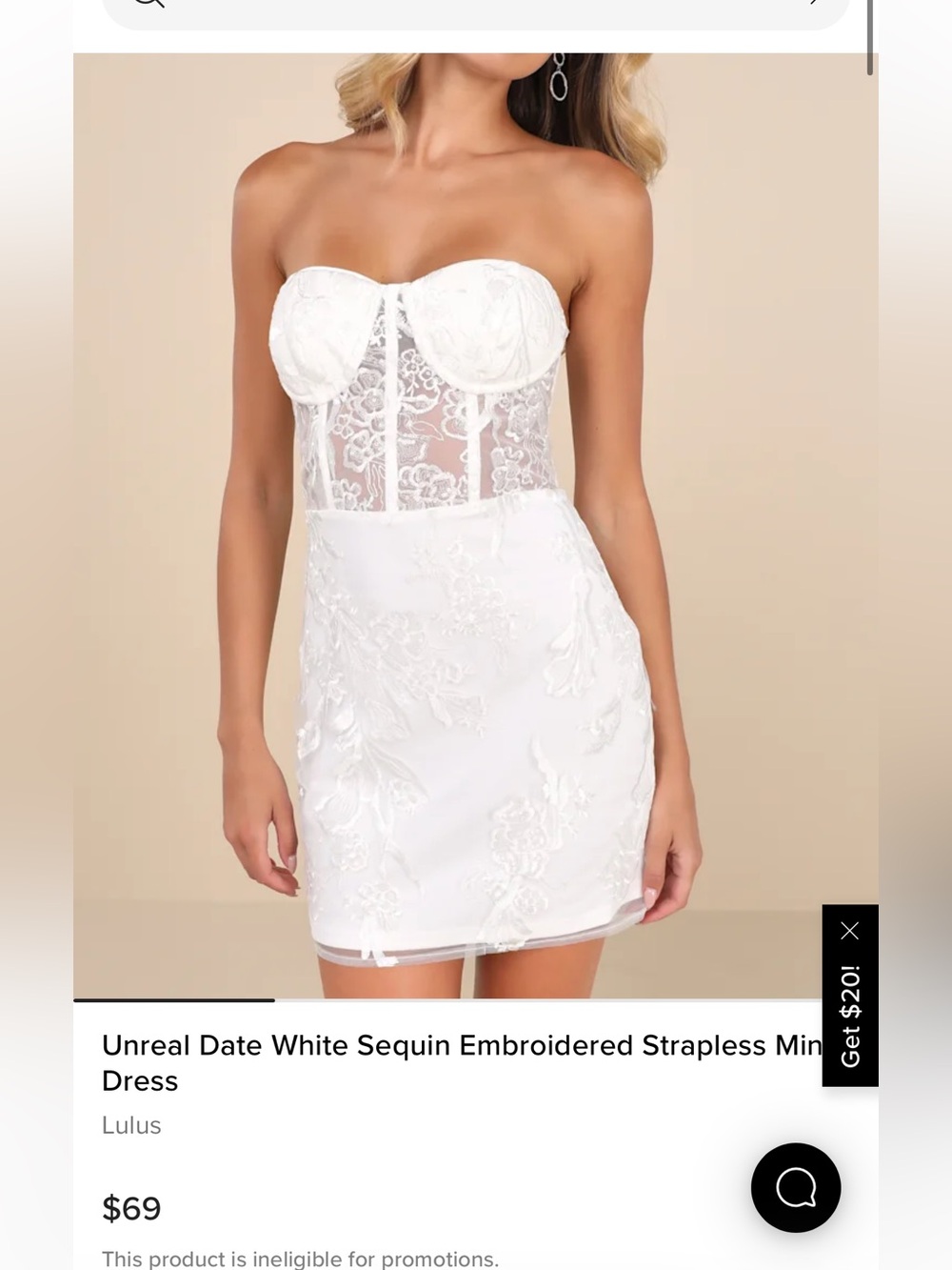 Lulu's White Strapless Lace Embellished Mini Dress
